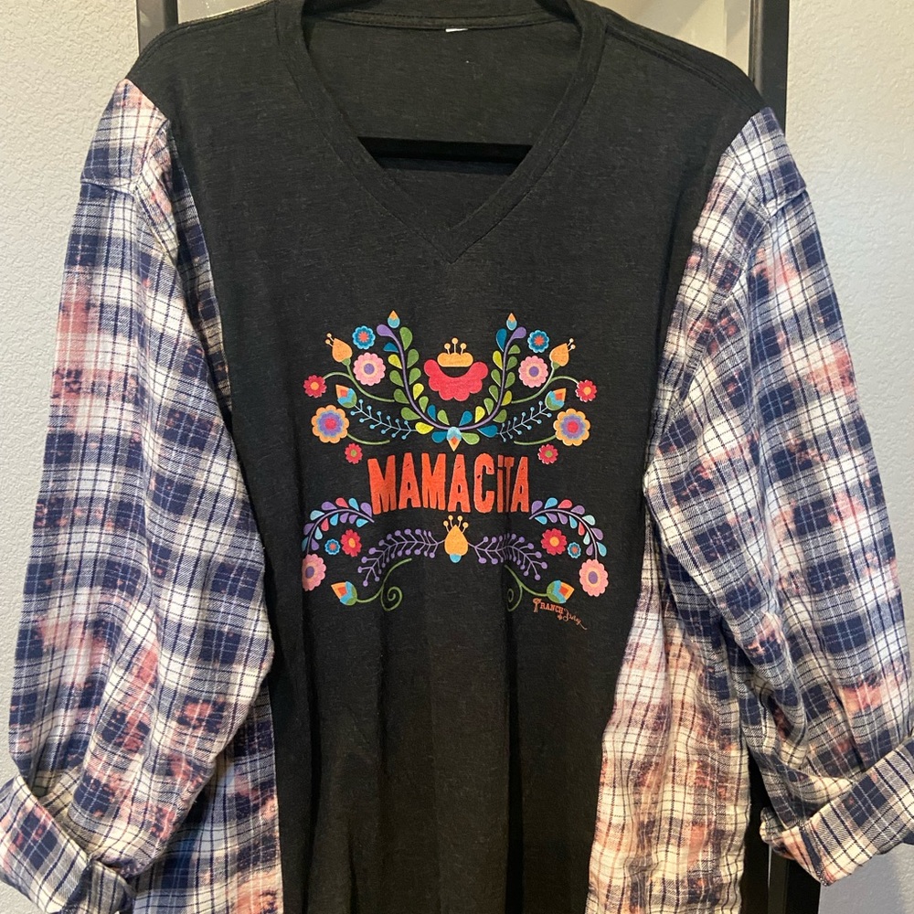 Upcycled Women’s Flannel  tshirt
